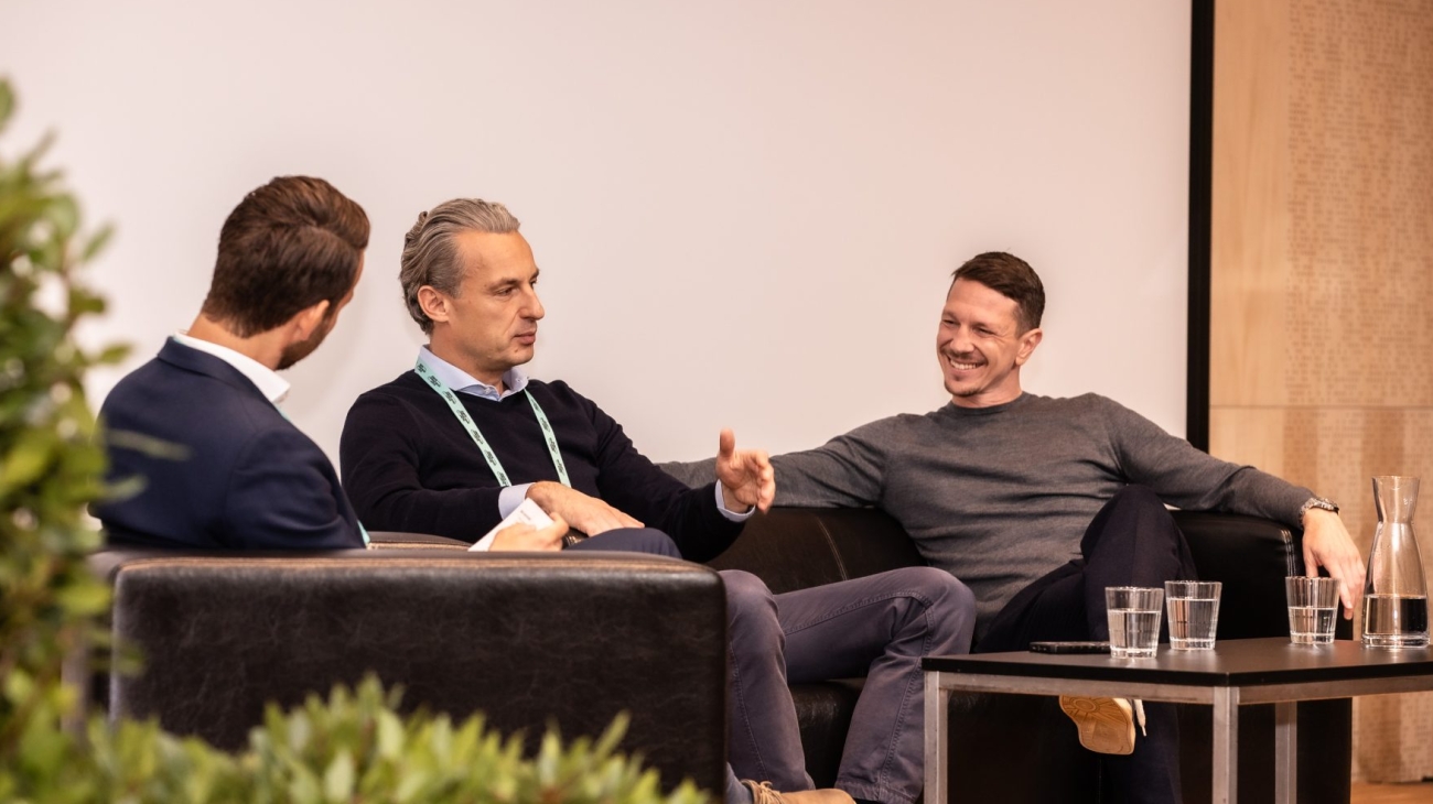 Tomas Zahorski (Legia Warsaw) and Jiri Bilek (Slavia Prague) during a panel discussion. Panel Discussion with Tomasz Zahorski (Legia Warsaw) and Jiri Bilek (Slavia Prague)